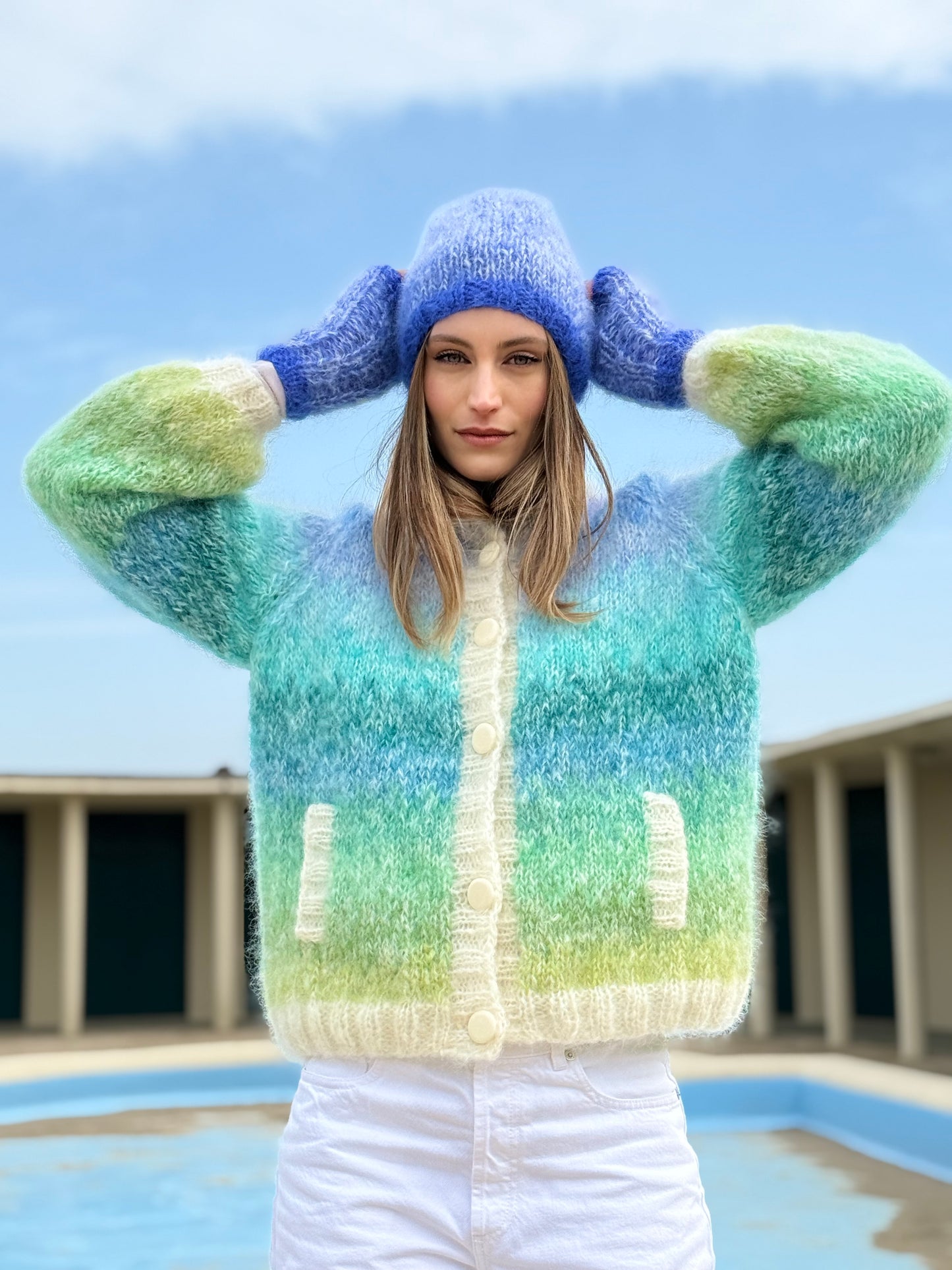 BOMBERS NUAGE MULTICOLORE BLEU/VERT