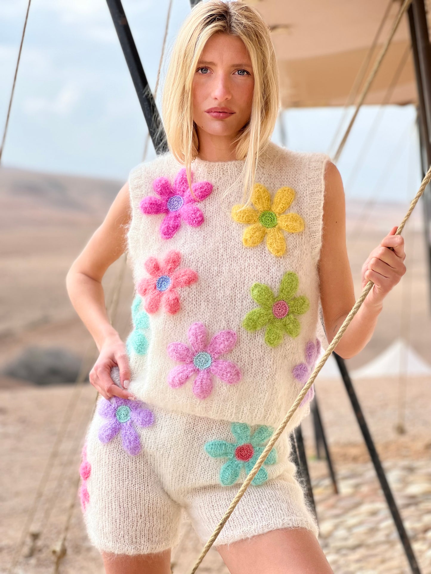 TOP FREE FLOWERS ECRU