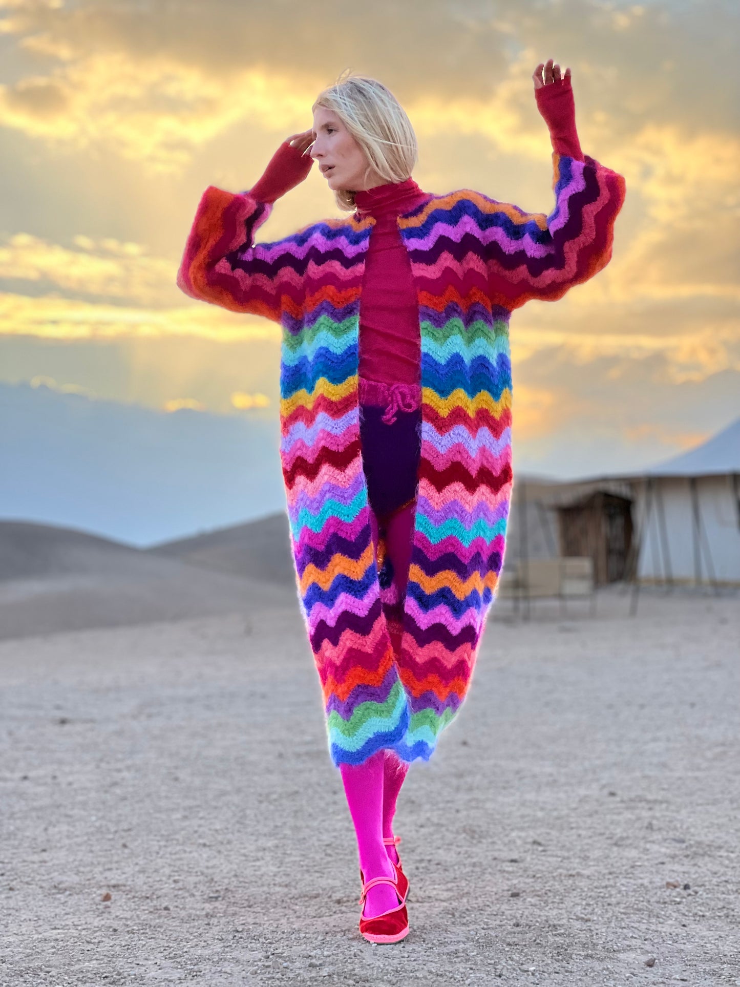 COAT WAVE MOHAIR MULTICOLOR