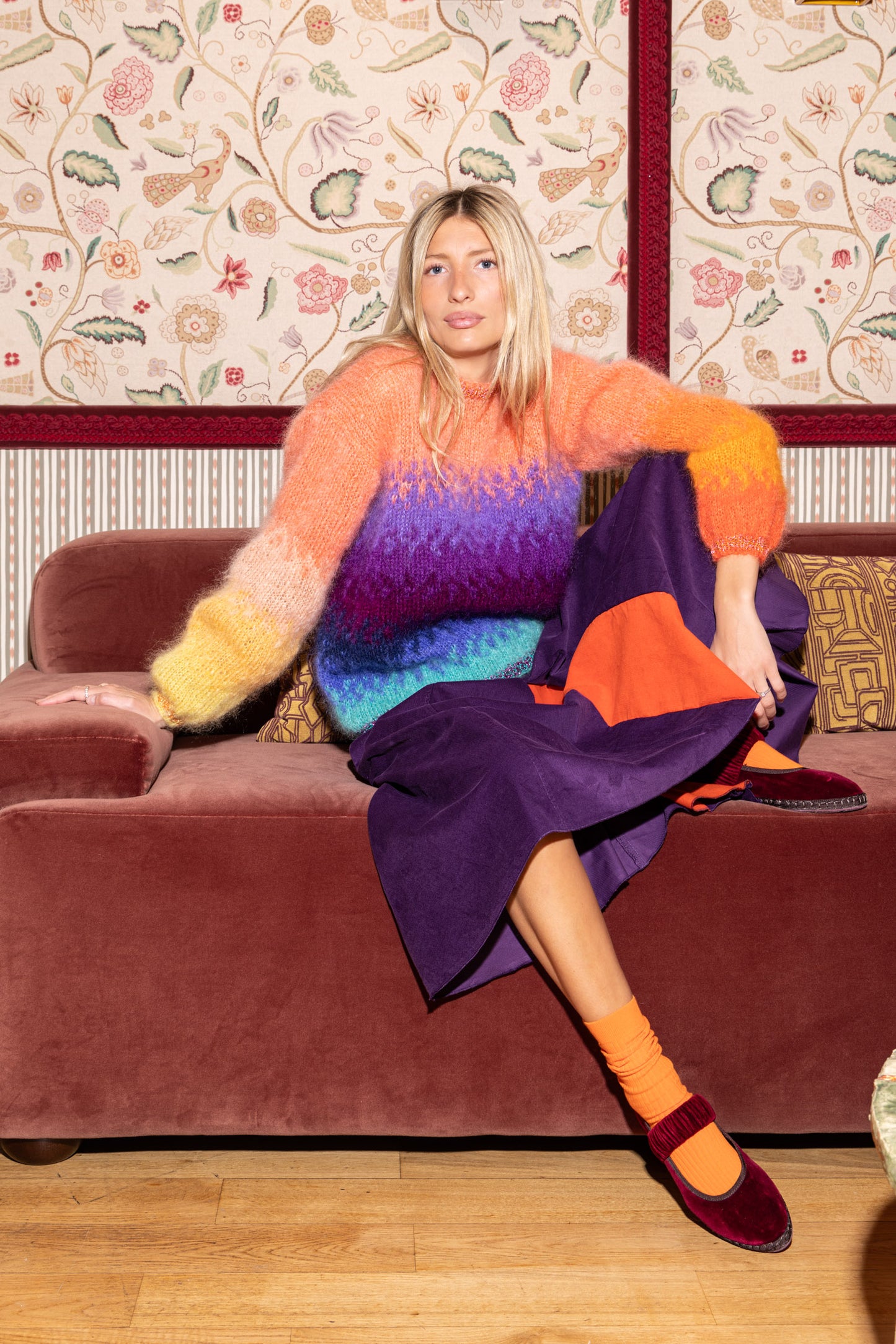SWEATER TIE&DYE BLUSH/PRUNE