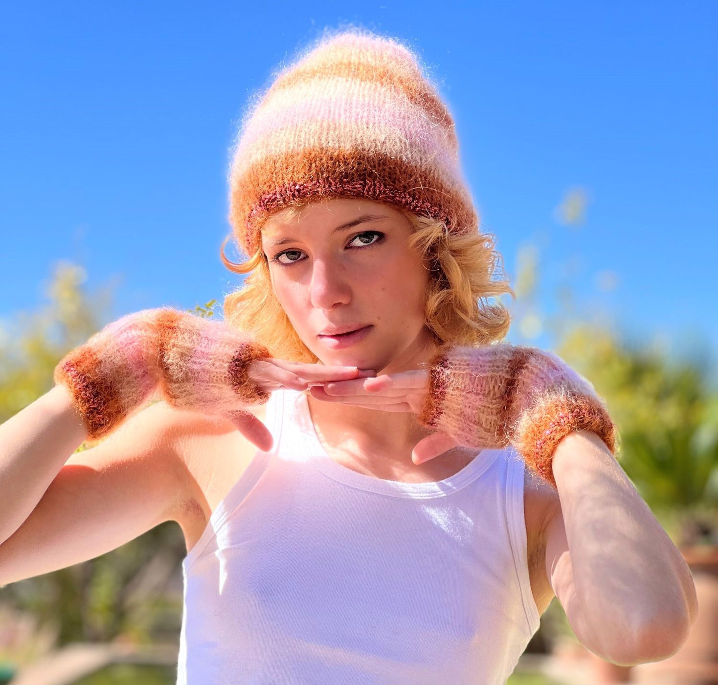 HAT & MITTENS STRIPES DUNE