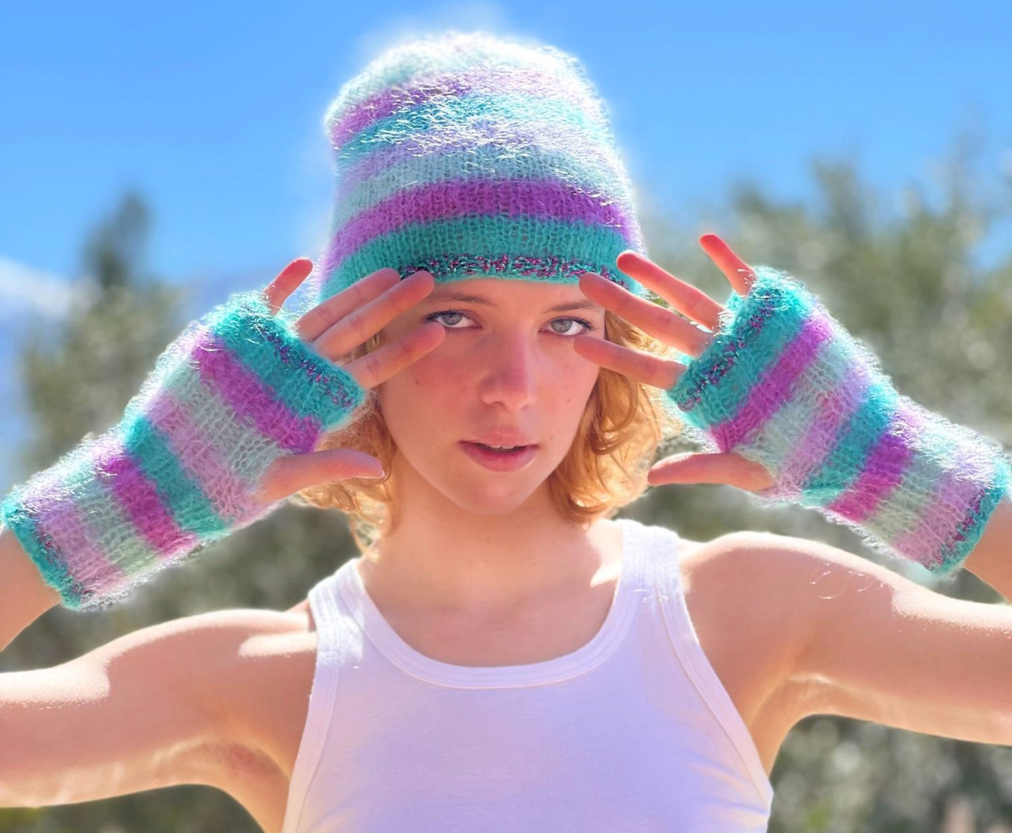 HAT & MITTENS STRIPES SIRENE