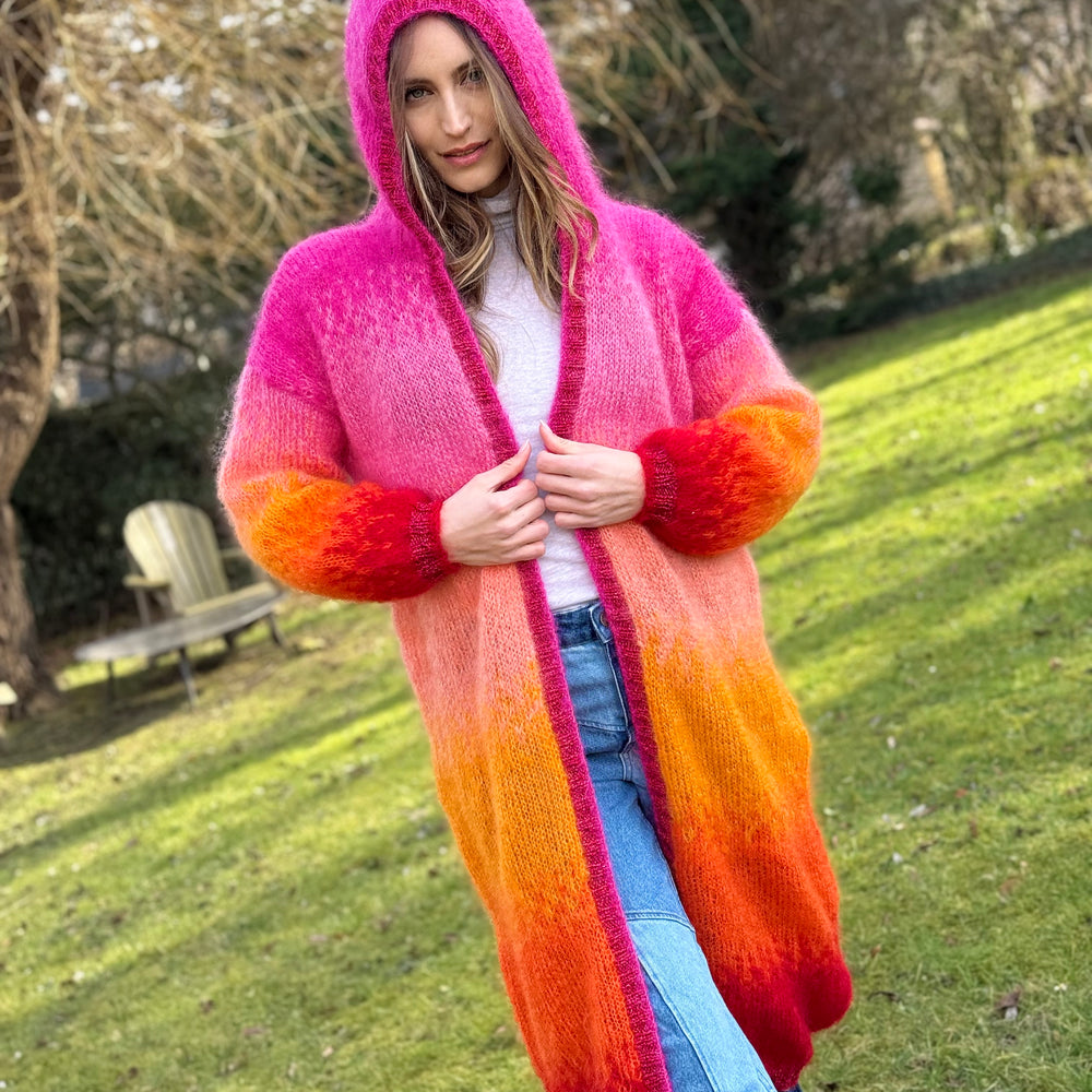 COAT HOODIE TIE&DYE FUSHIA/ROUGE