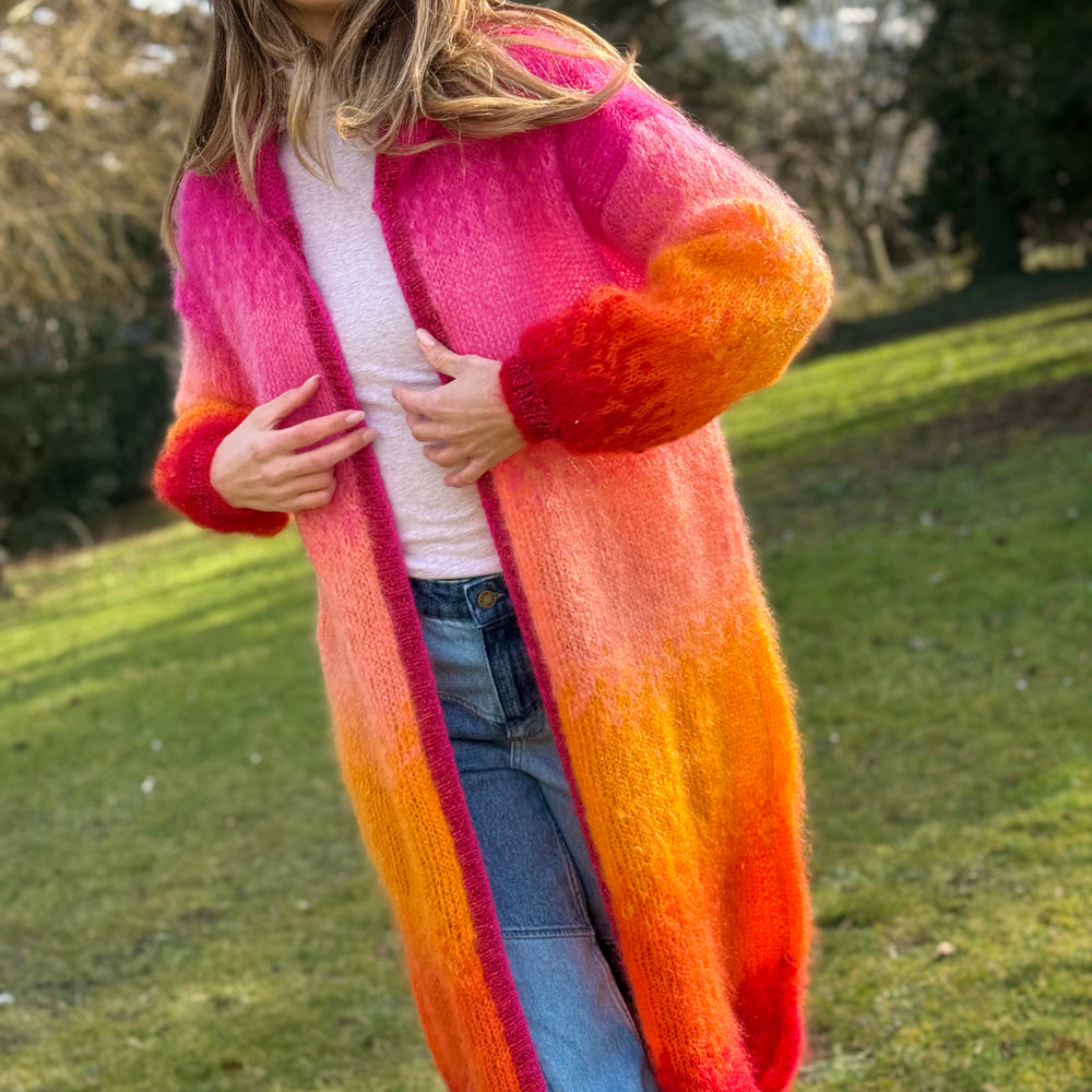 COAT HOODIE TIE&DYE FUSHIA/ROUGE