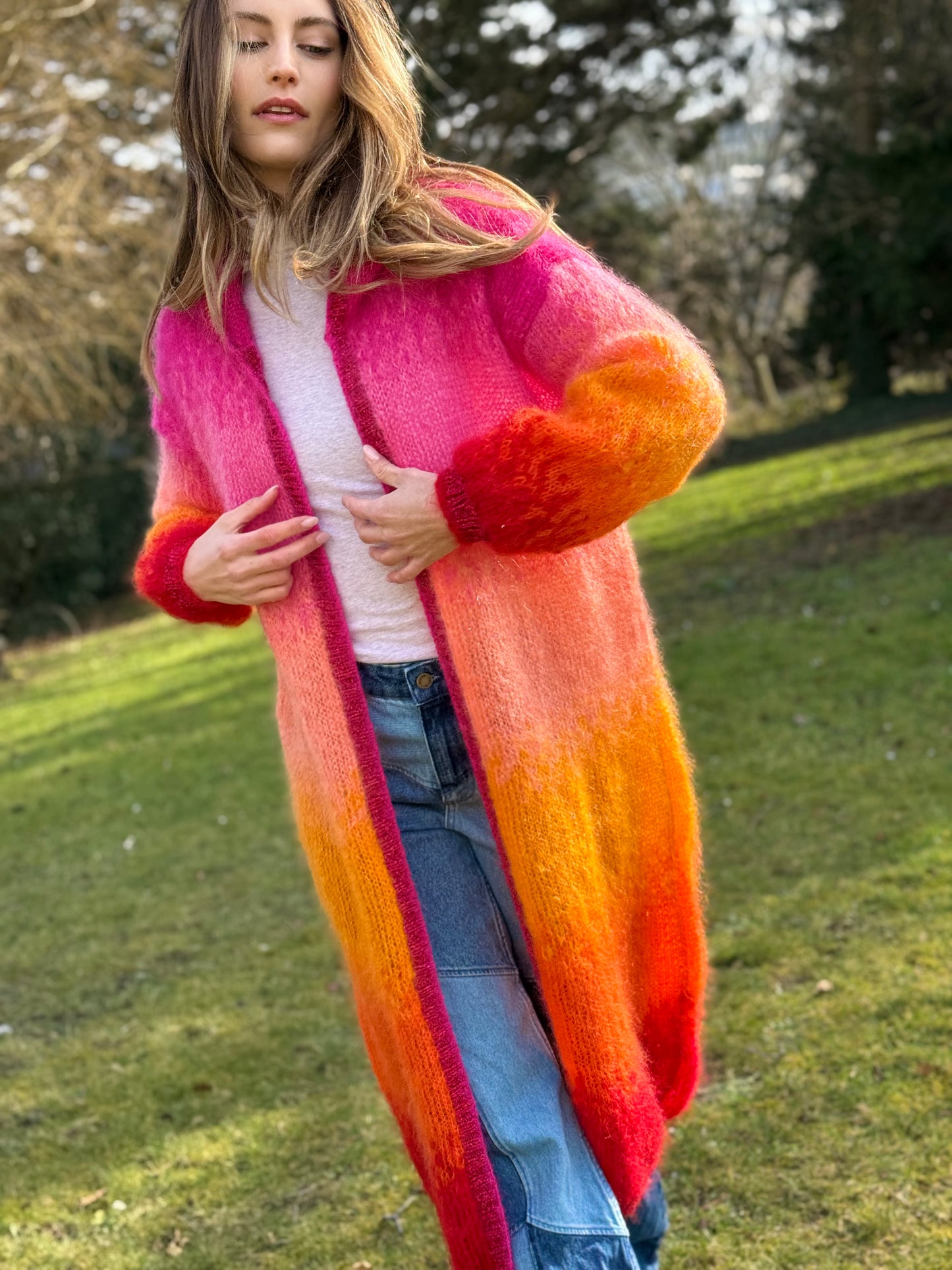 COAT HOODIE TIE&DYE FUSHIA/ROUGE