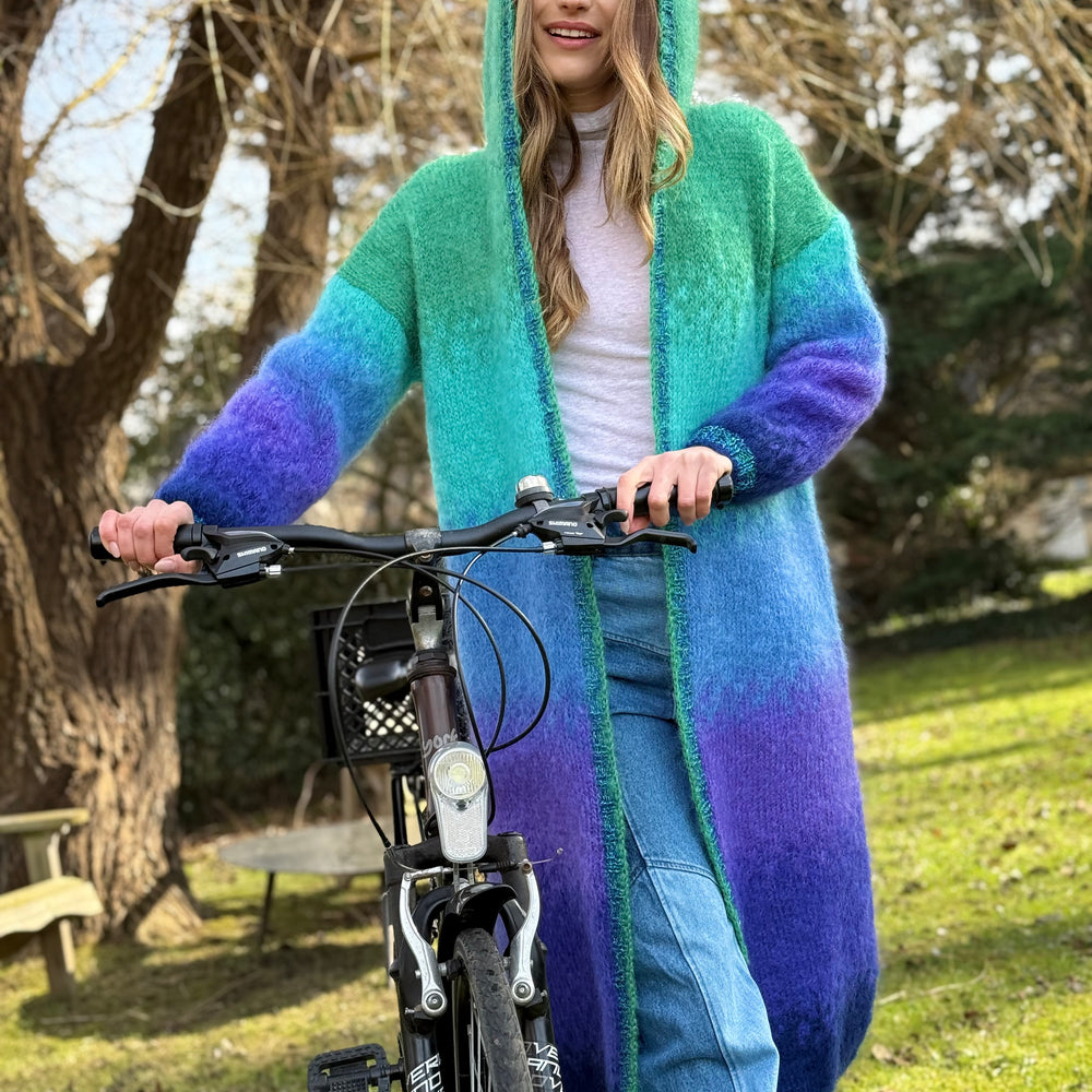 COAT HOODIE TIE&DYE VERT/MARINE