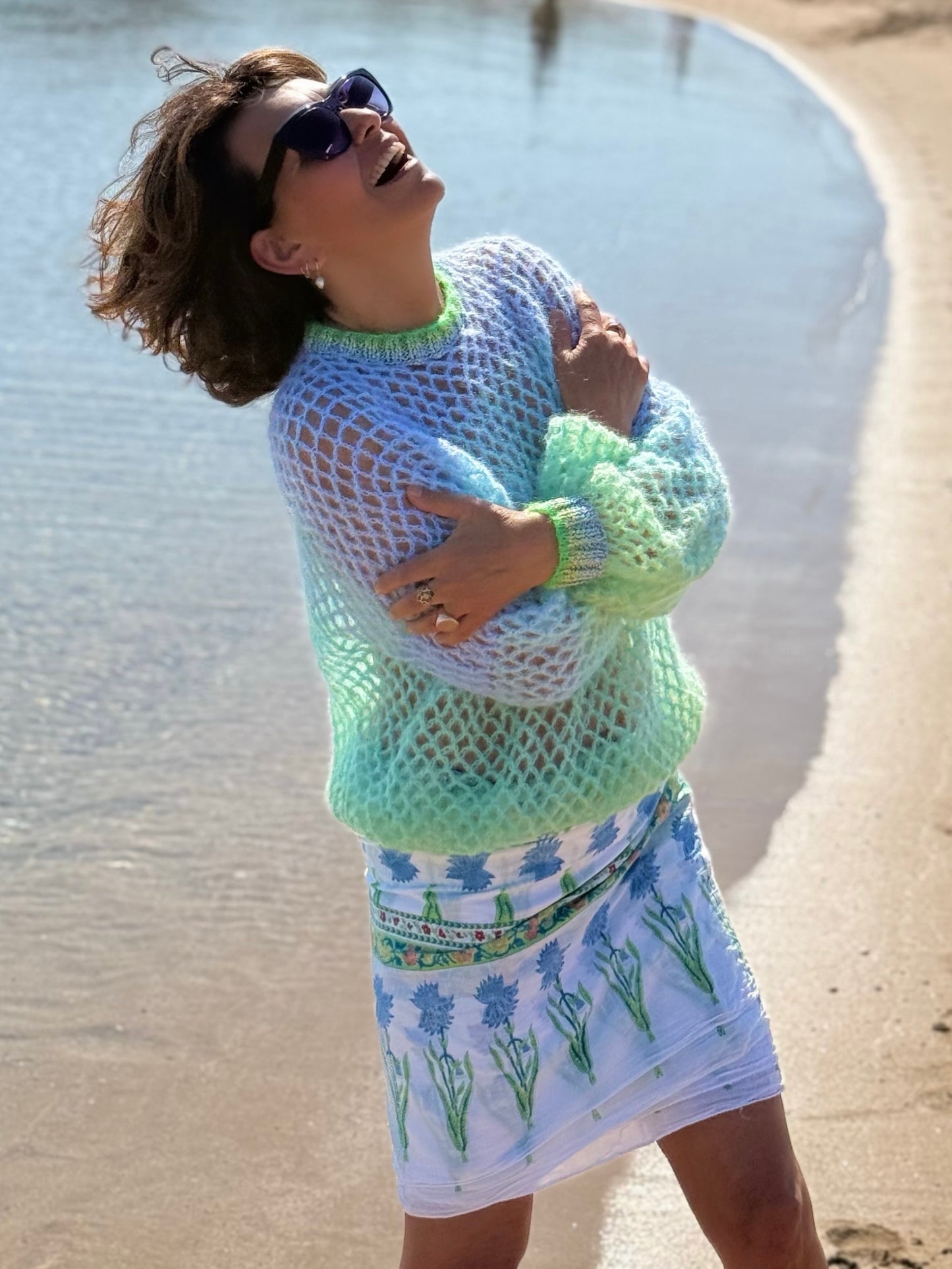 SWEATER RESILLE AQUA/BLUE