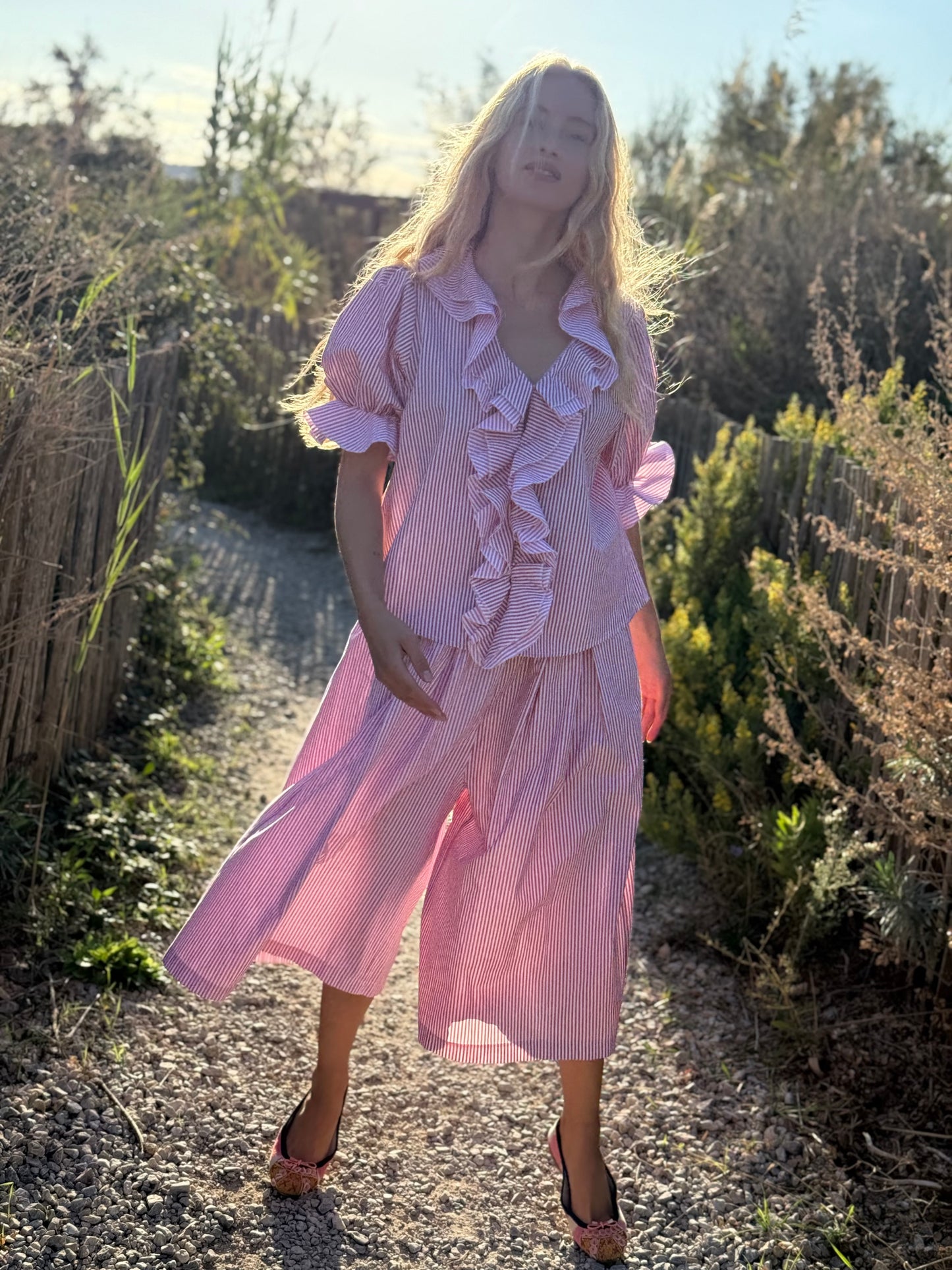 SKIRT PANT RAYURES RED/FUSHIA