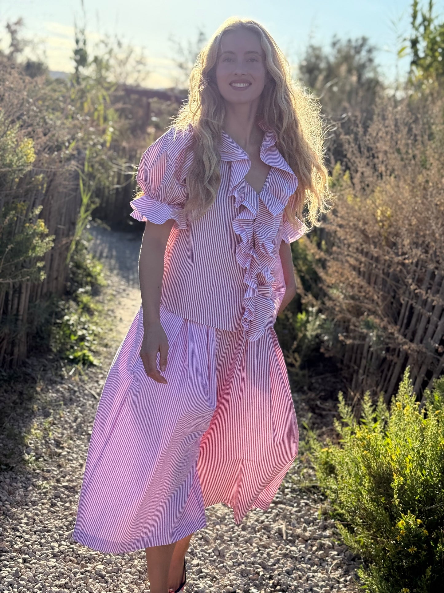 SKIRT PANT RAYURES RED/FUSHIA