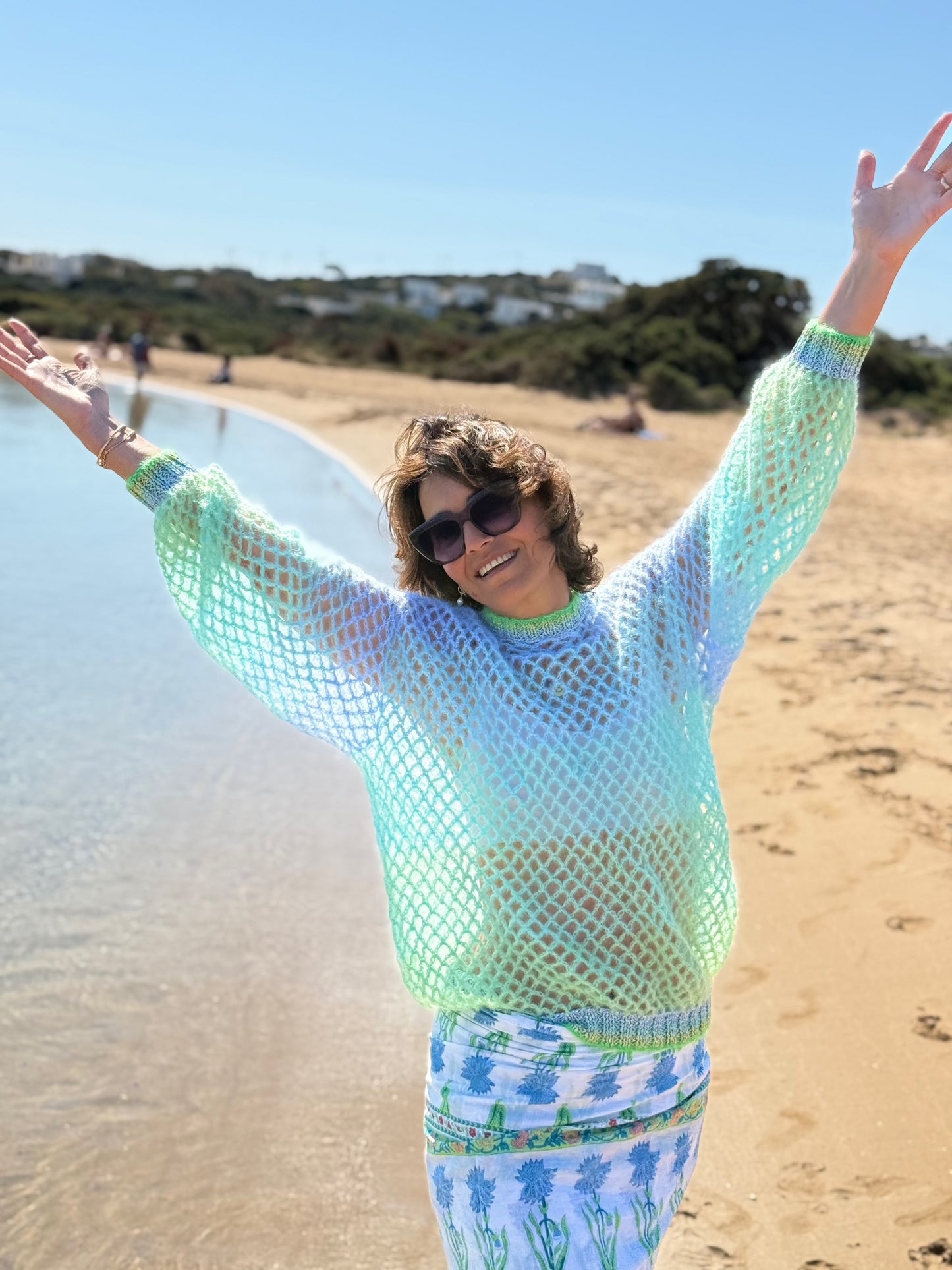 SWEATER RESILLE AQUA/BLUE