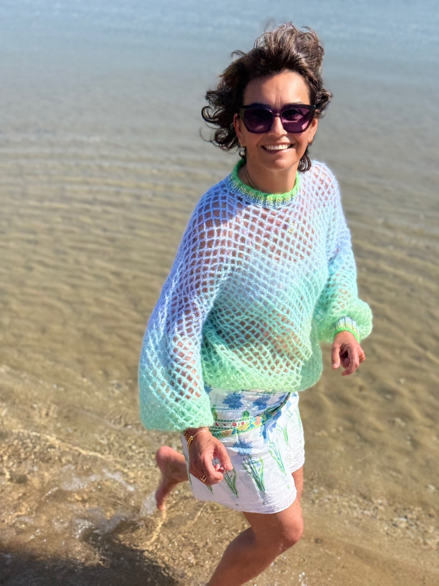 SWEATER RESILLE AQUA/BLUE