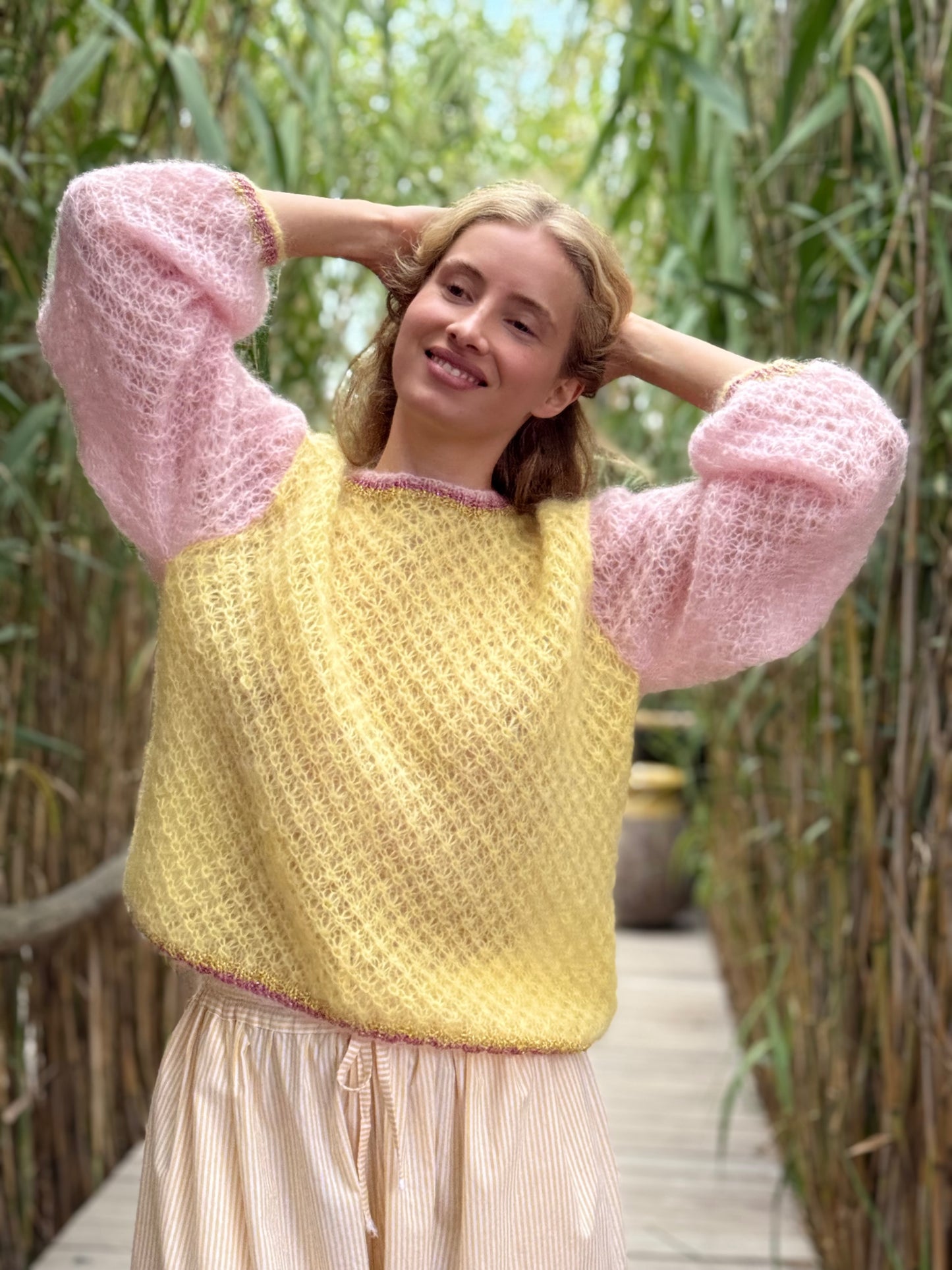 SWEATER JOUR YELLOW/PINK