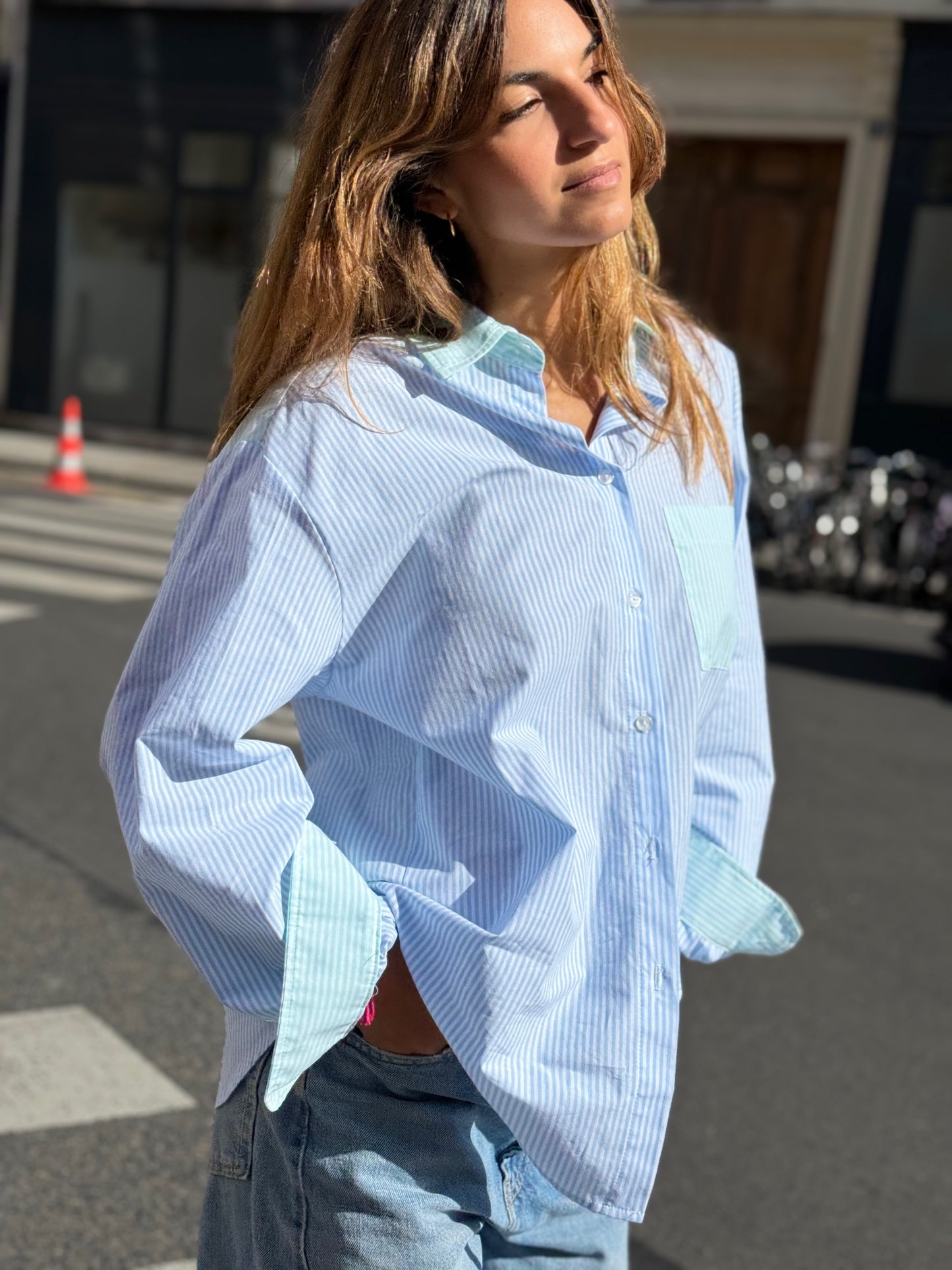 CHEMISE AQUA/BLEUE