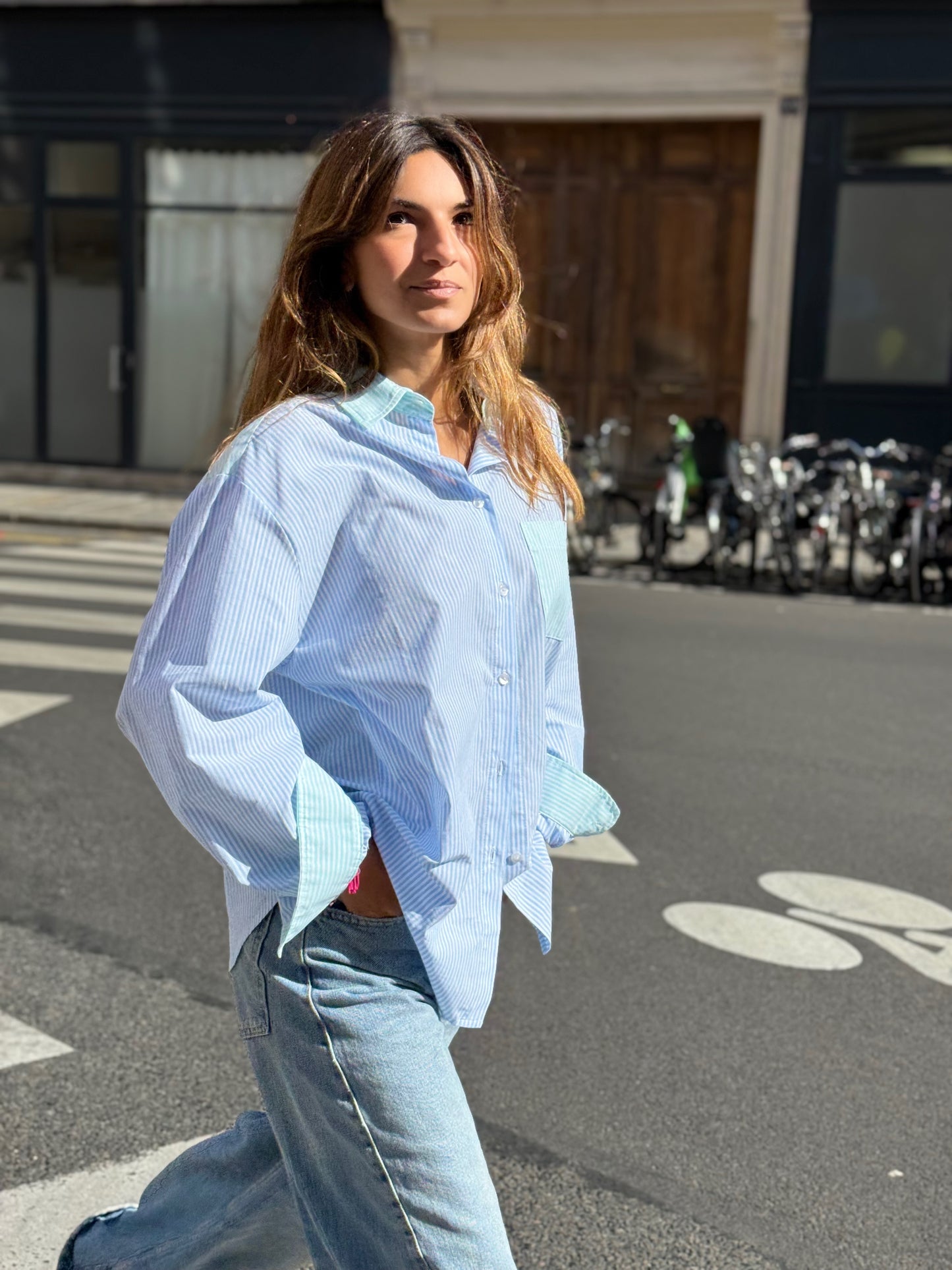 CHEMISE AQUA/BLEUE