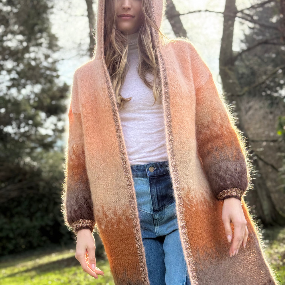 COAT HOODIE TIE&DYE NUDE/CHOCO