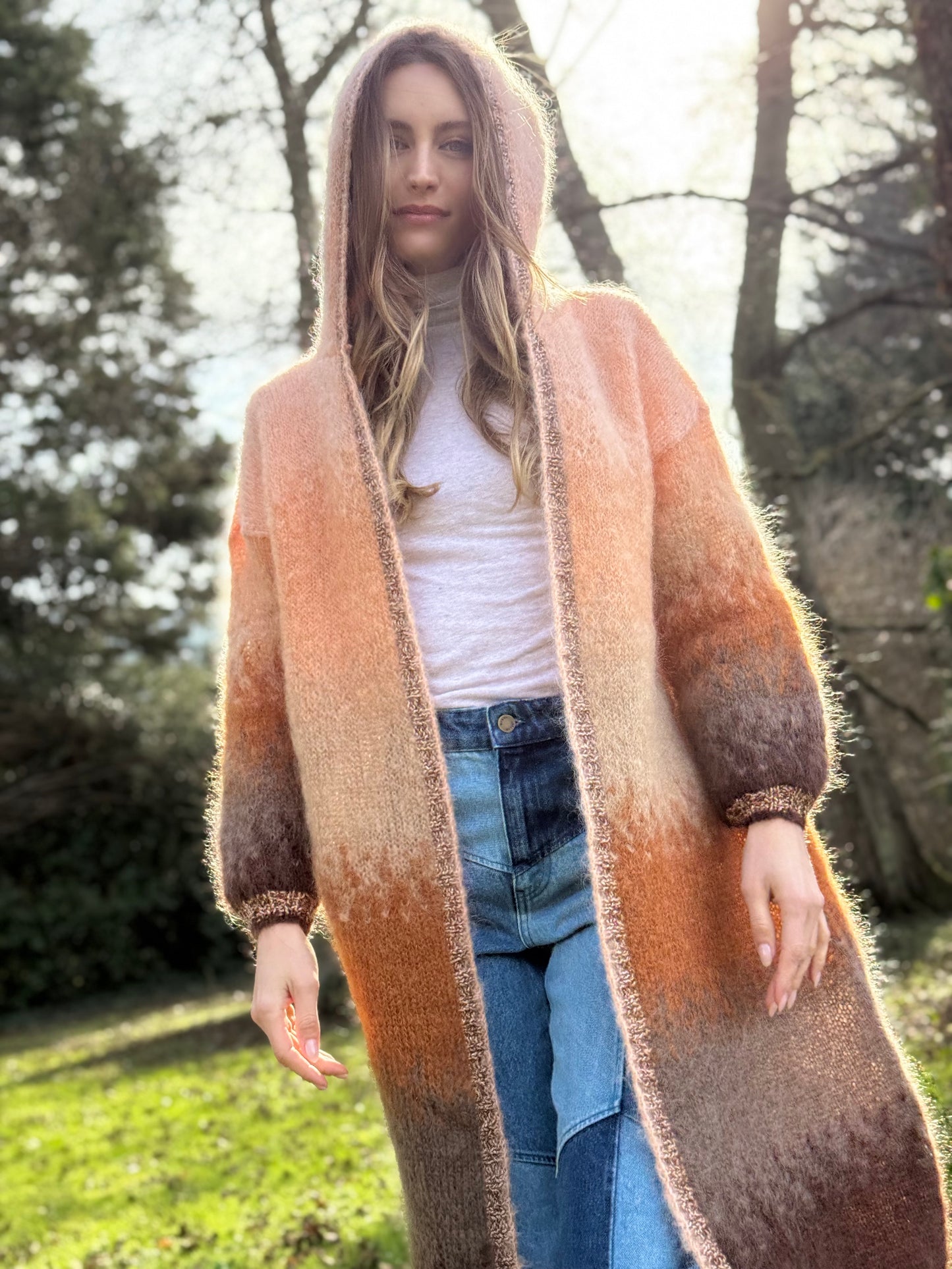 COAT HOODIE TIE&DYE NUDE/CHOCO