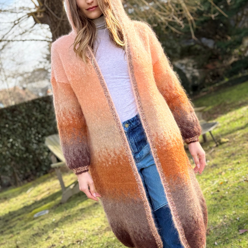 COAT HOODIE TIE&DYE NUDE/CHOCO