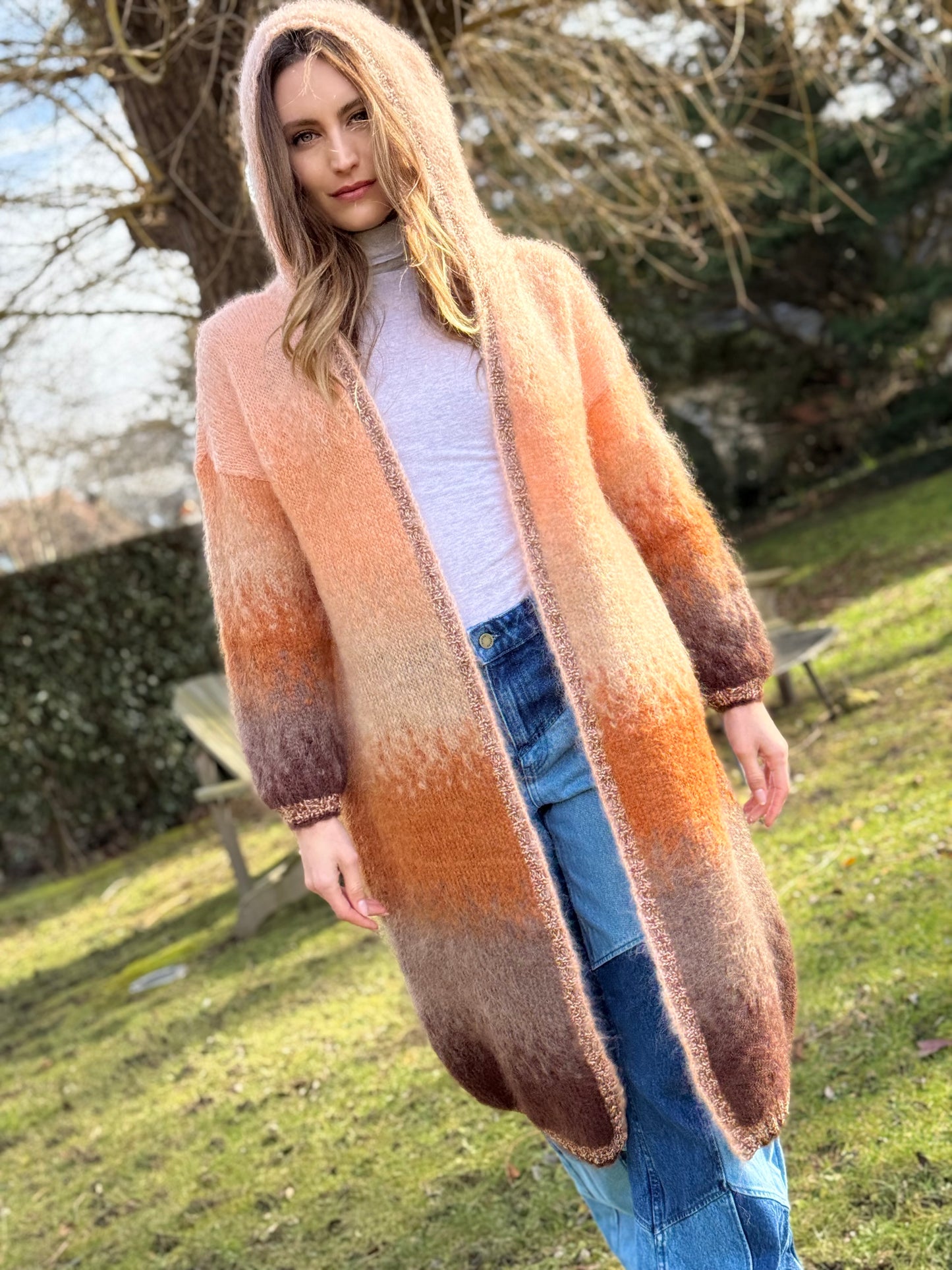 COAT HOODIE TIE&DYE NUDE/CHOCO