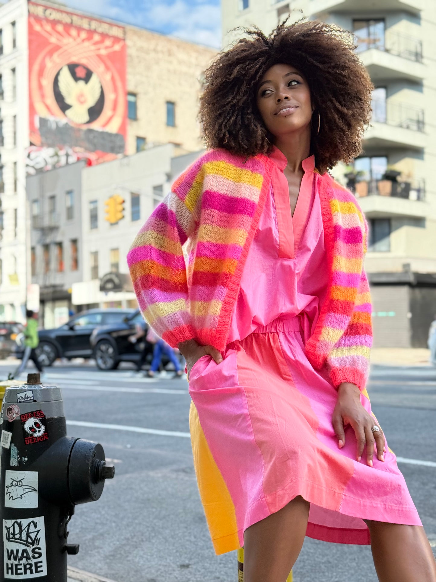 LITTLE JACKET MULTISTRIPES PINK