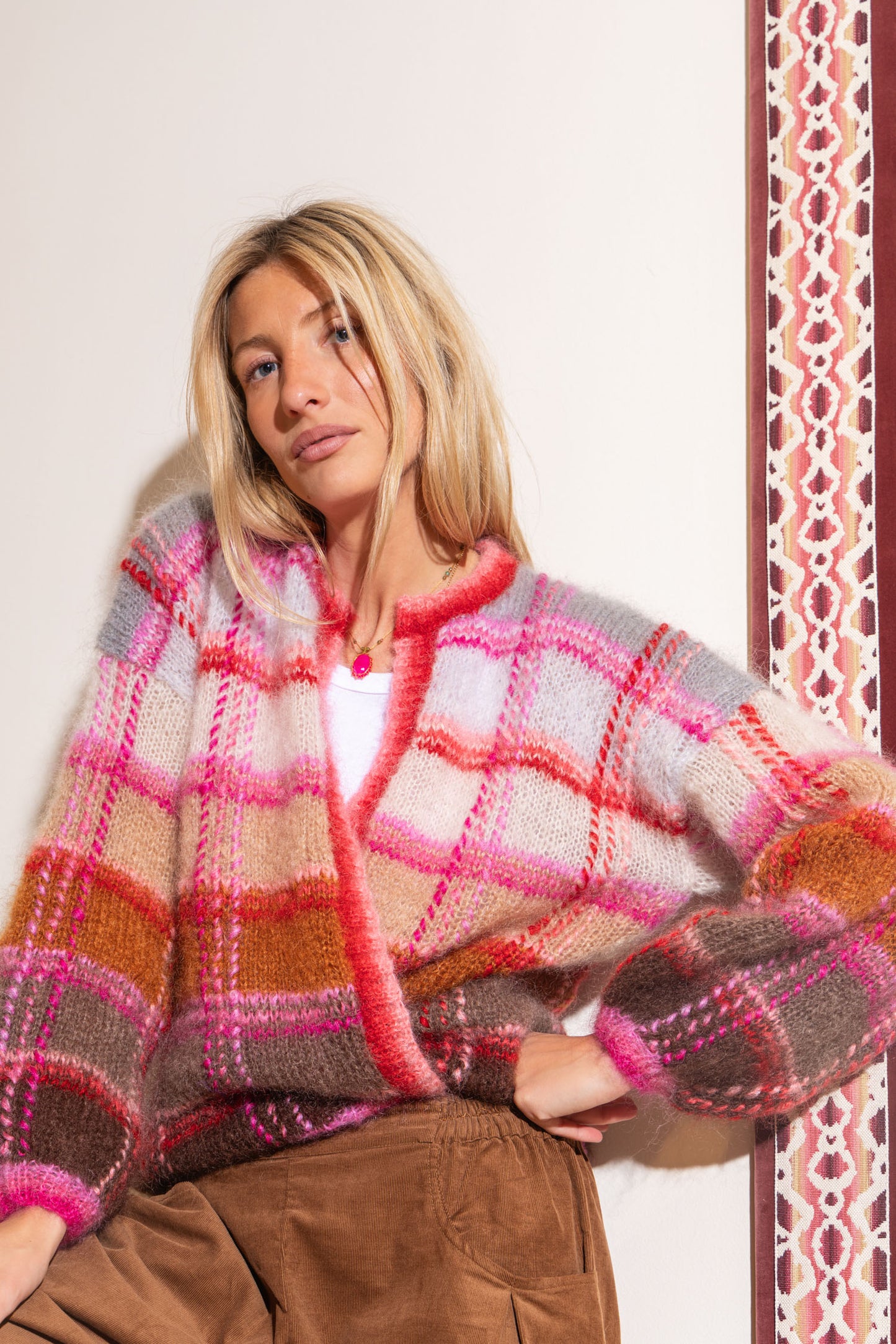 LITTLE JACKET TARTAN BEIGE/RED