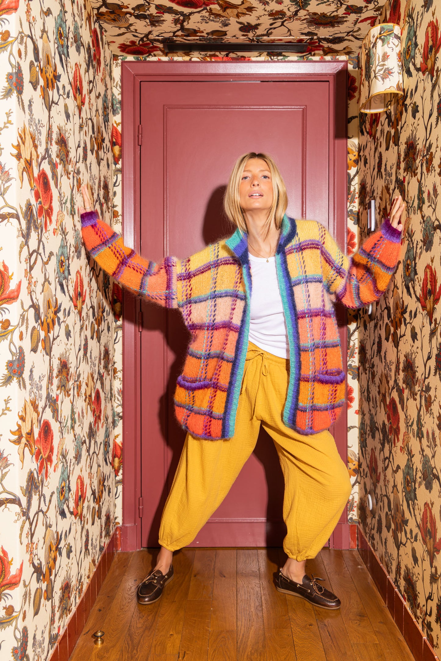 LONG JACKET TARTAN BLUSH/PRUNE