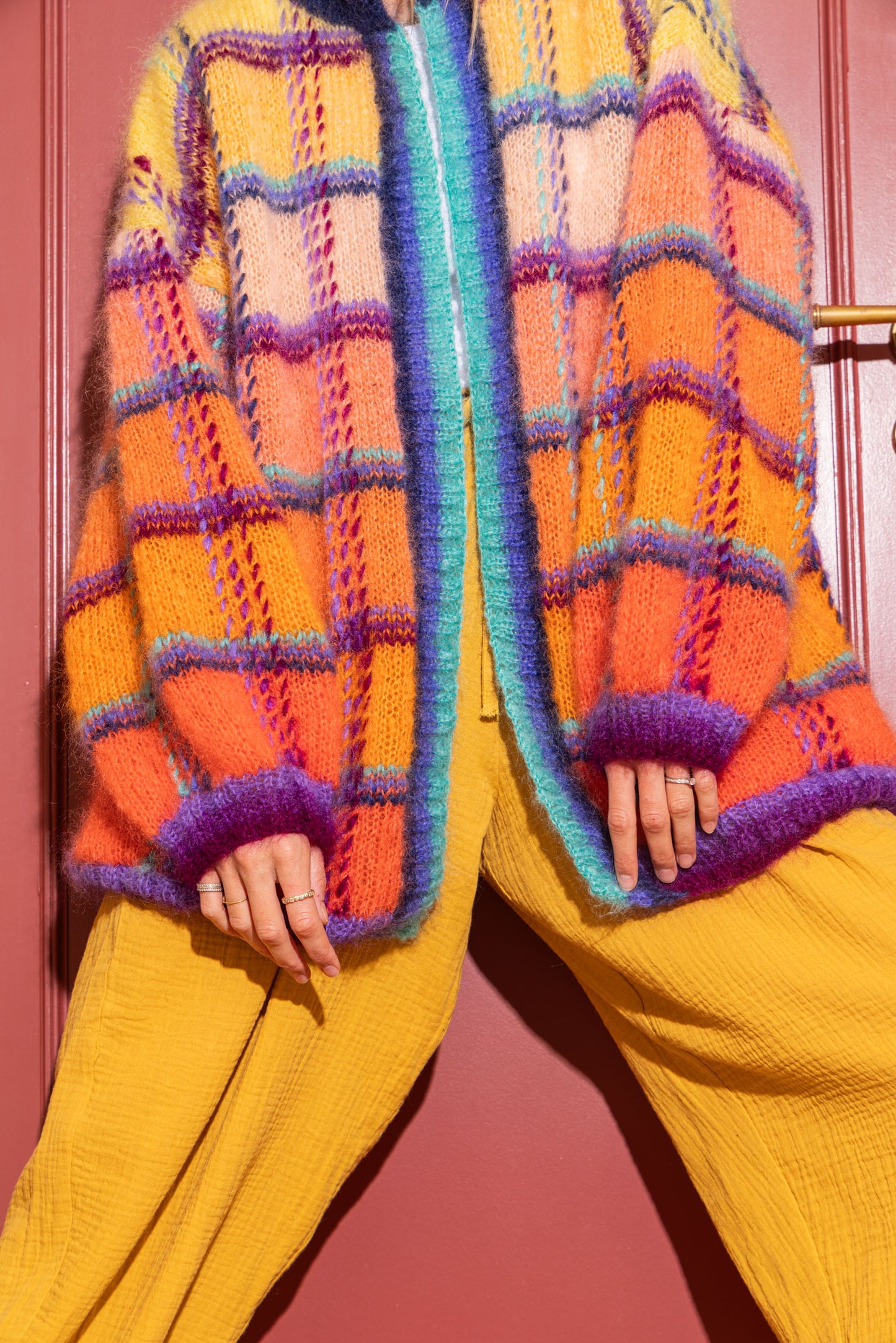 LONG JACKET TARTAN BLUSH/PRUNE