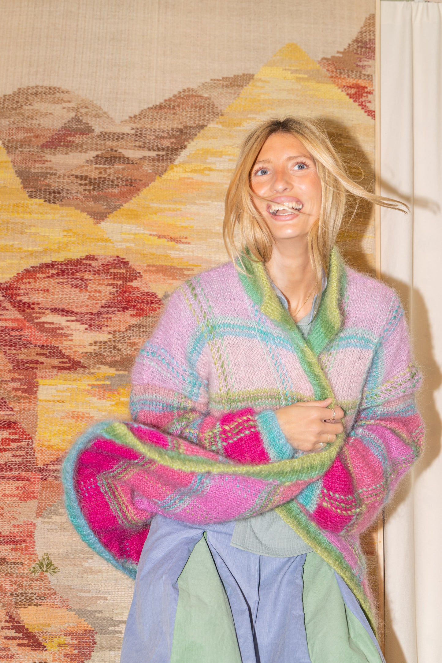 LONG JACKET TARTAN PINK/AQUA