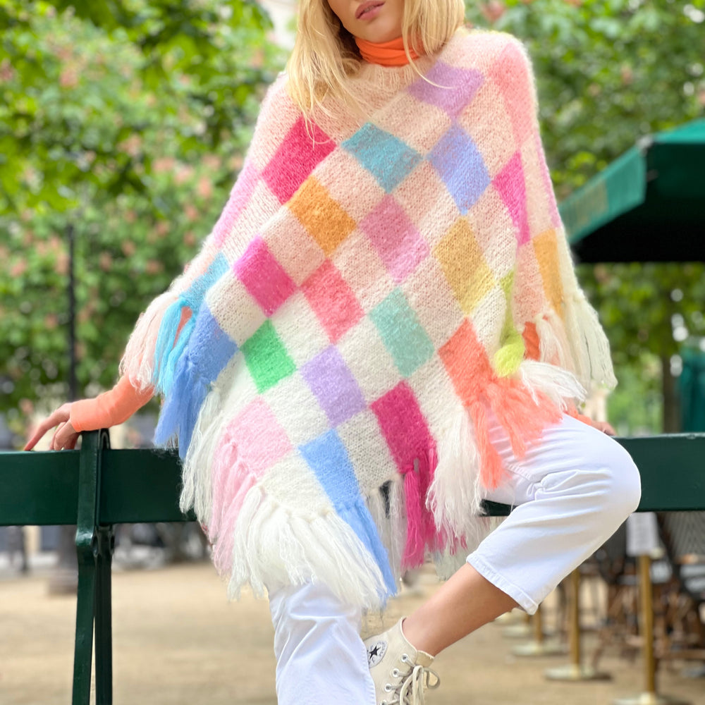 PONCHO PIXELS ECRU