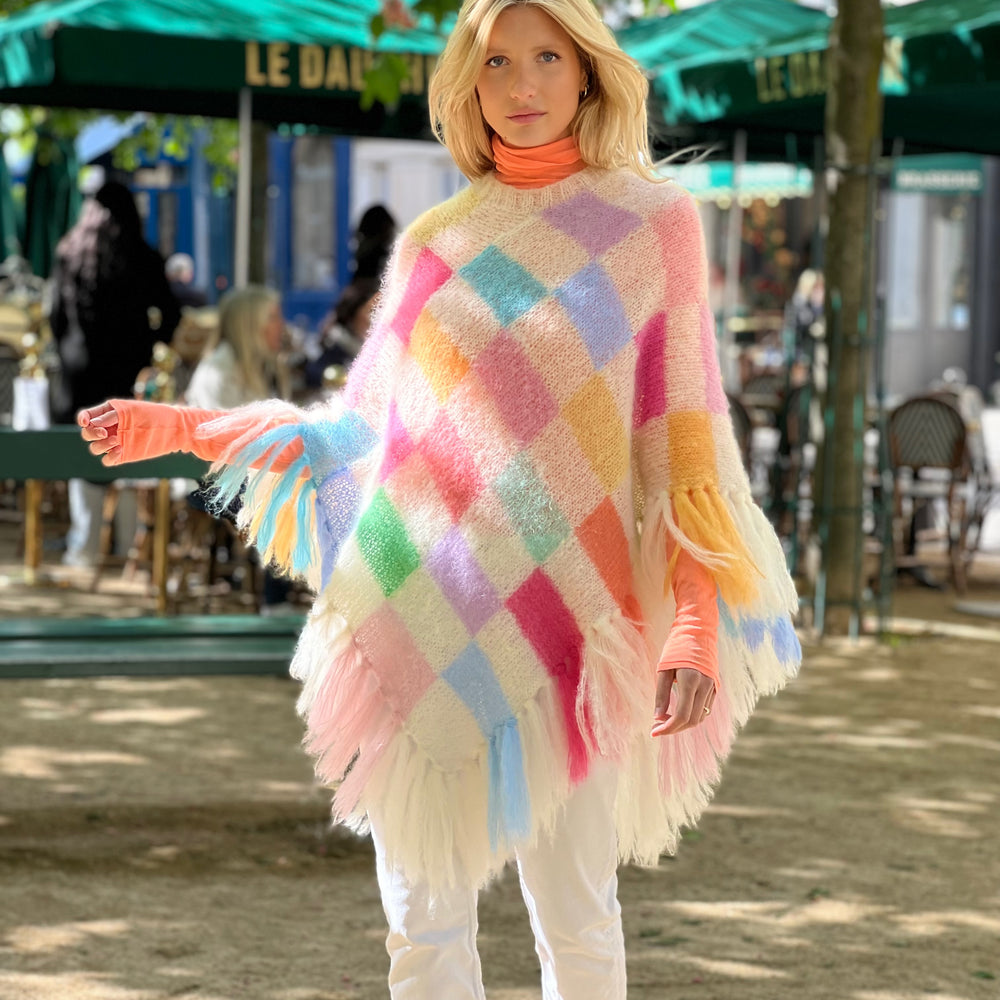 PONCHO PIXELS ECRU