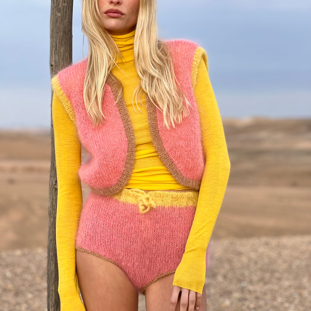 BOLERO NO SLEEVES COLORBLOCK BLUSH