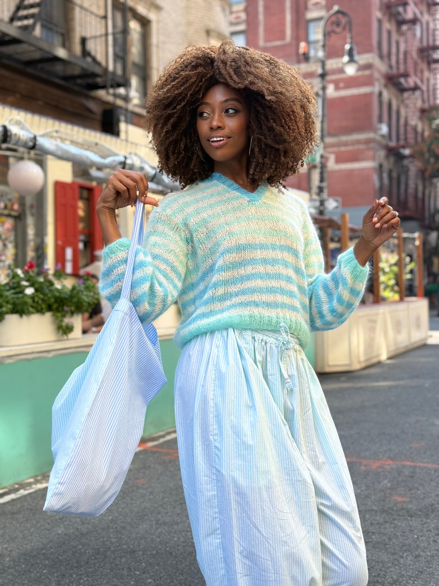 SWEATER STRIPES AQUA/BLUE