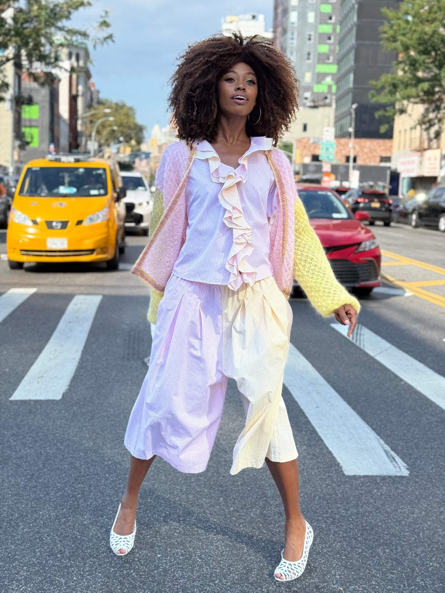 SKIRT PANT RAYURES YELLOW/PINK