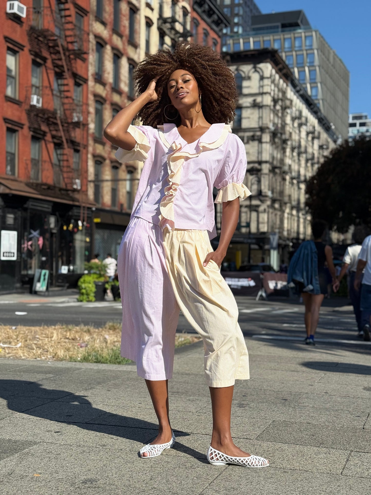 FAIRY BLOUSE RAYURES JAUNE/ROSE