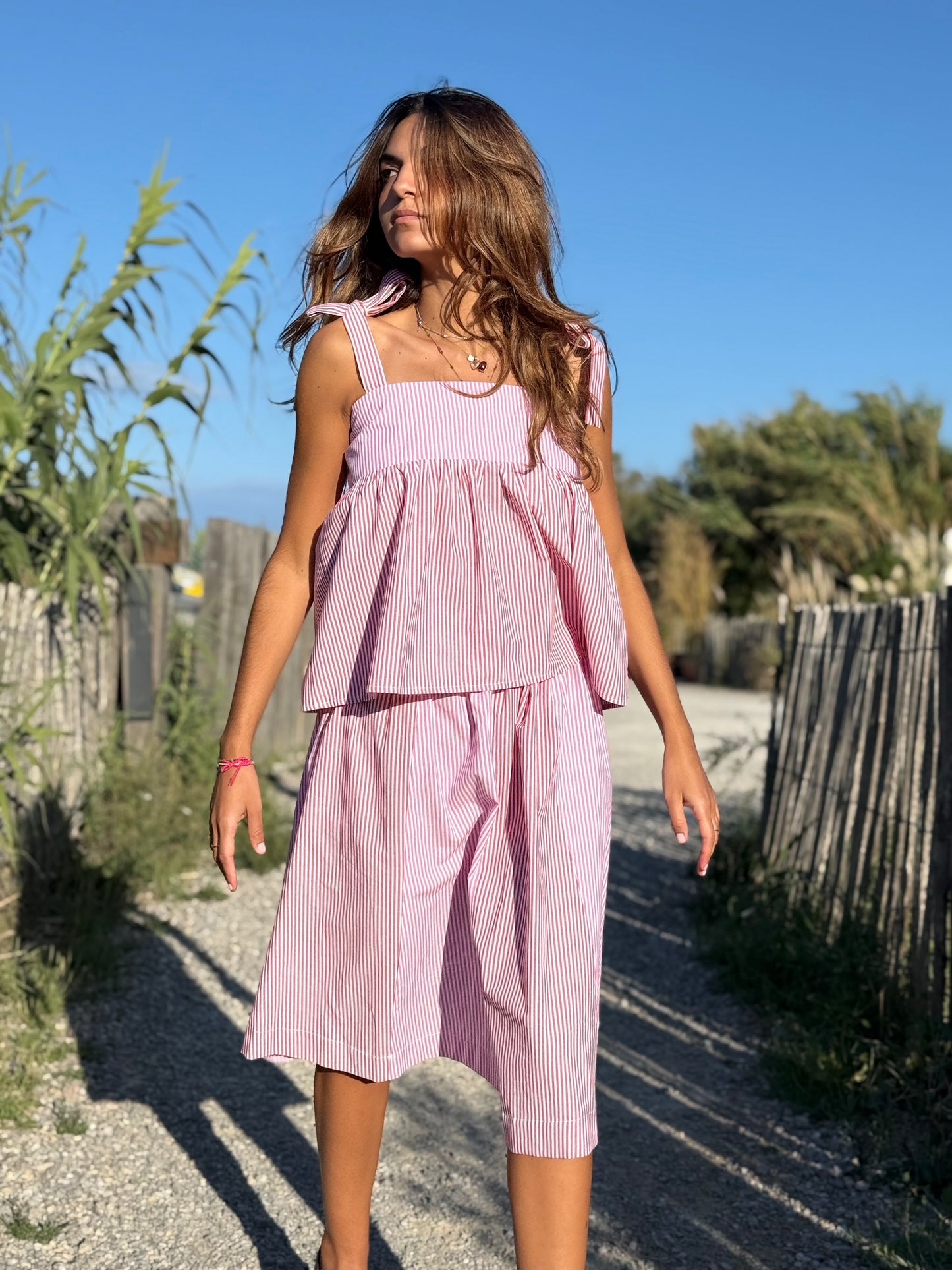 TOP CARACO RAYURES ROUGE/FUSHIA