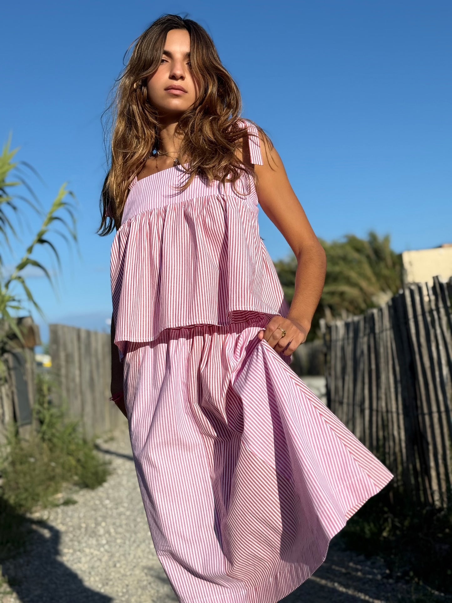 SKIRT RAYURES RED/FUSHIA