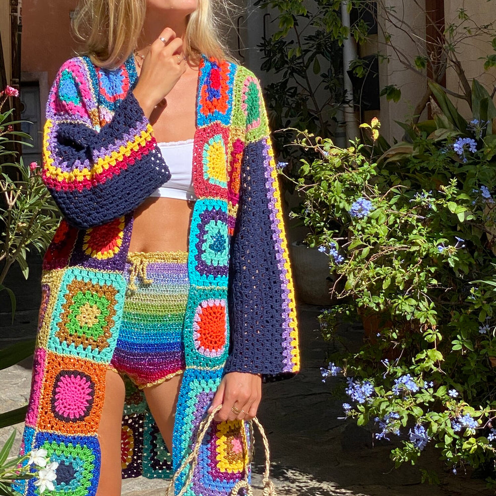 VESTE LONGUE PATCHWORK MARINE 