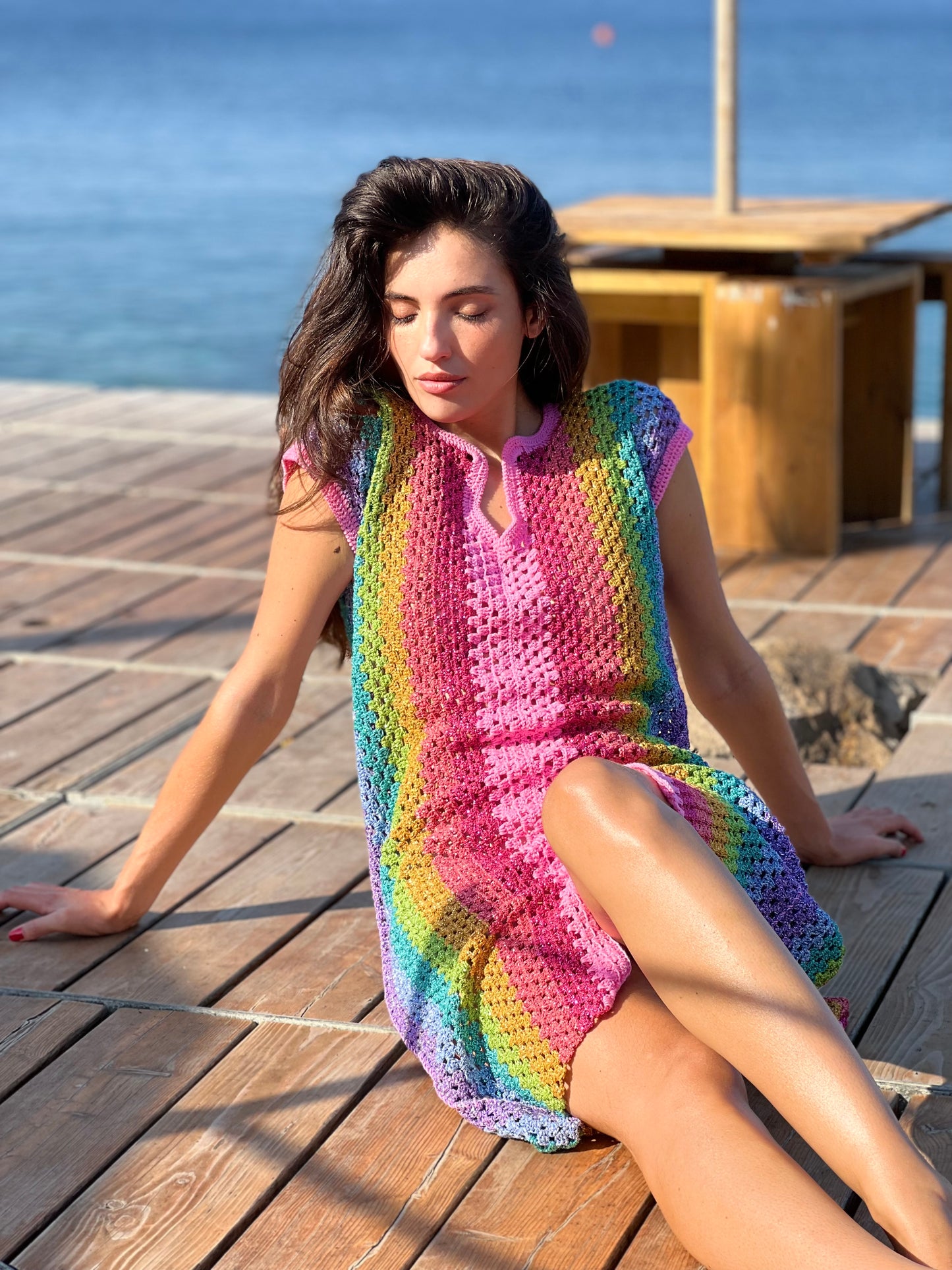 DJELABA DRESS RAINBOW PINK