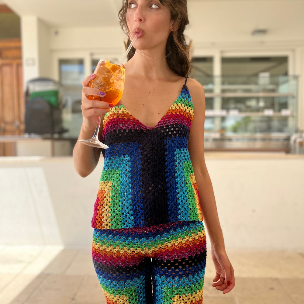 TOP THIN STRAPS RAINBOW NAVY