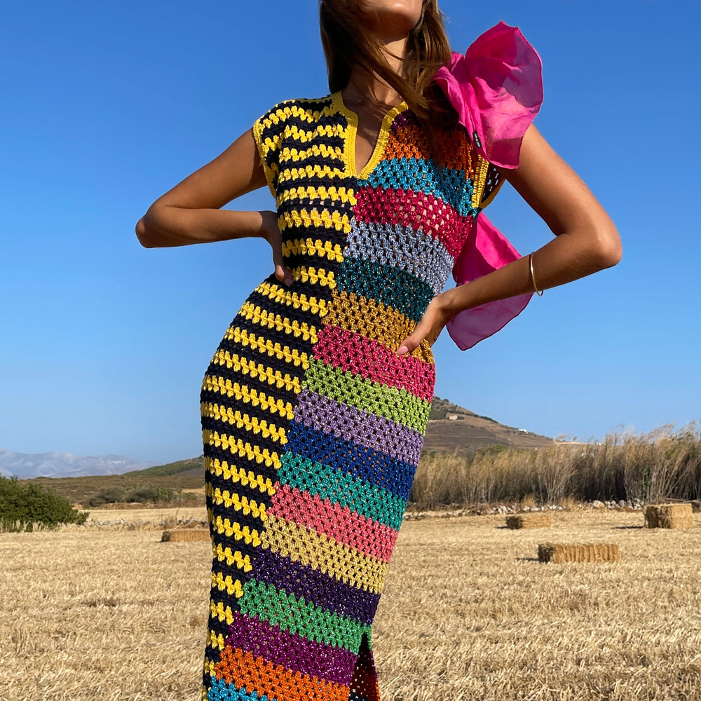 DRESS DJELABA JOKER NAVY / YELLOW