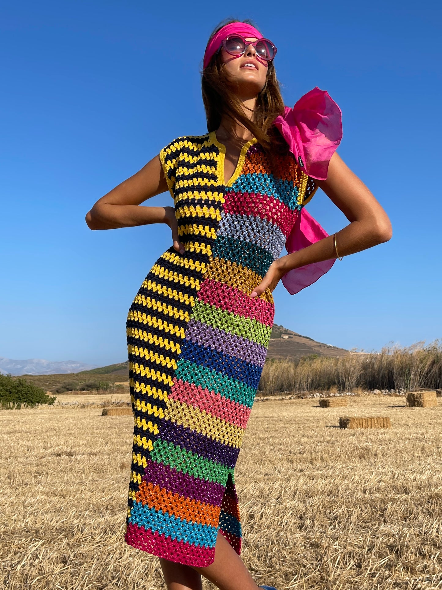 DRESS DJELABA JOKER NAVY / YELLOW