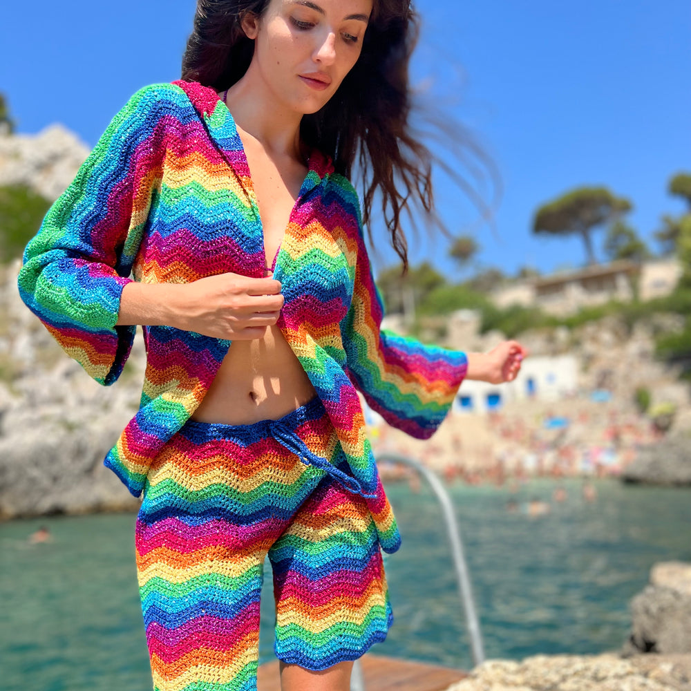LITTLE JACKET HOODIE WAVE LUREX MULTICOLOR