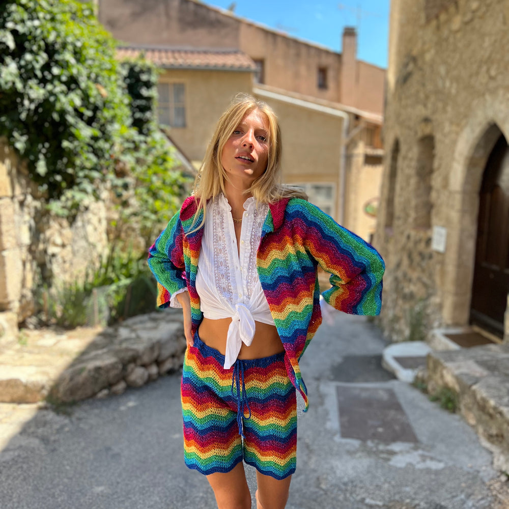 LITTLE JACKET HOODIE WAVE LUREX MULTICOLOR