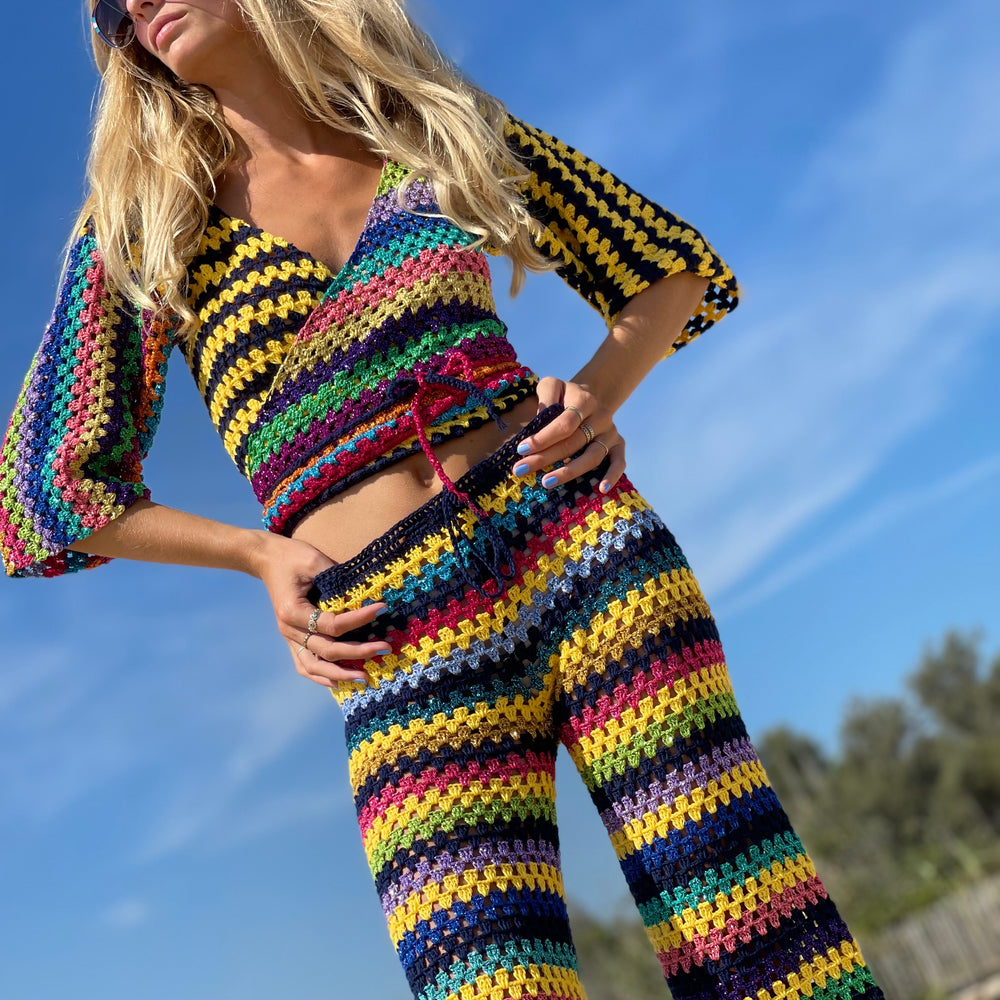 PANTS STRIPES NAVY / YELLOW