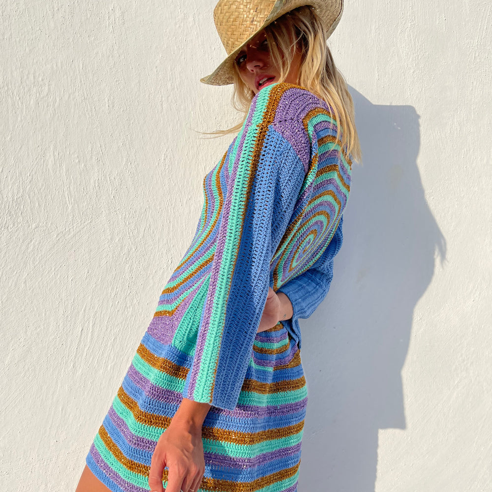 
                  
                    ROBE LAVANDE SPIRALES MANCHES 3/4 
                  
                